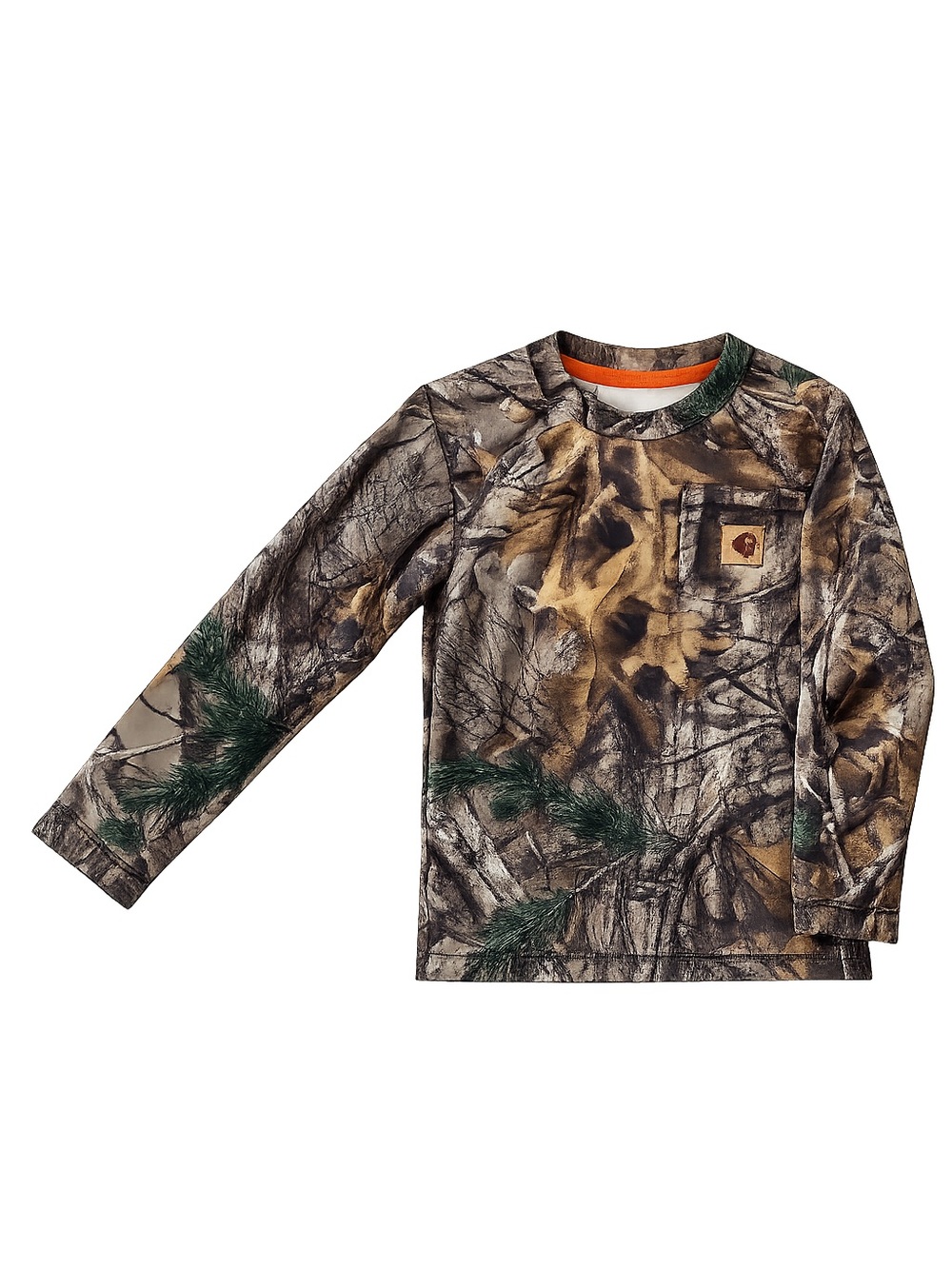 Carhartt Boys' Camo Long-Sleeve Pocket Tee - Brown/Green